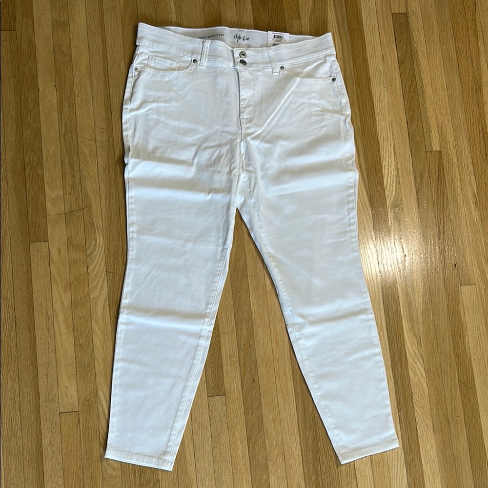 Style & Co. White Skinny Jeans Crisp Denim